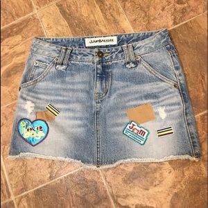 Jean Skirt w/ Top Stitched Fun Patches